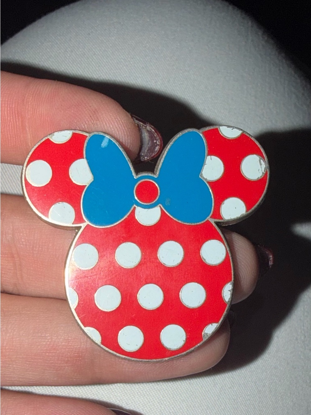 Polka Dot Minnie Mouse Style Pin - Red & Blue